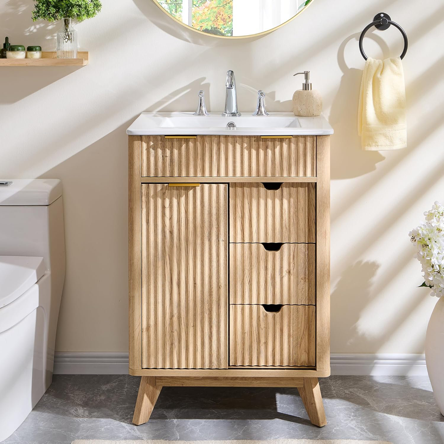 Latitude Run® 24" Fluted Bathroom Vanity with Ceramic Sink Combo | Wayfair